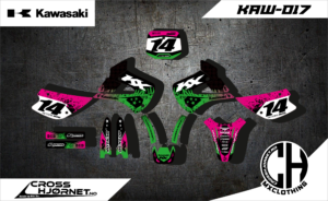 dekalsett kawasaki, viser alle dekalene i dekalsettet